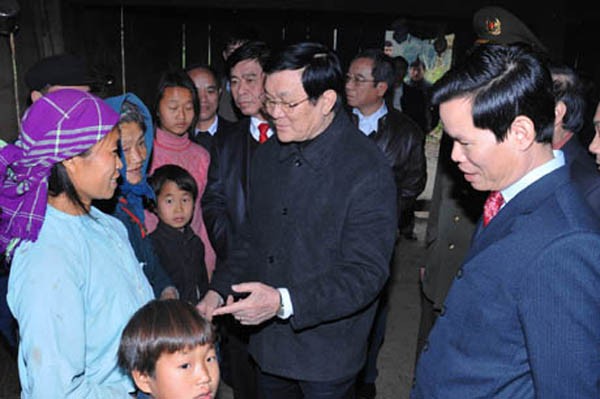 Chủ tịch nước Trương Tấn Sang thăm và làm việc tại tỉnh Hà Giang - ảnh 1